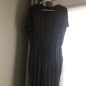 Forest green short sleeve romper